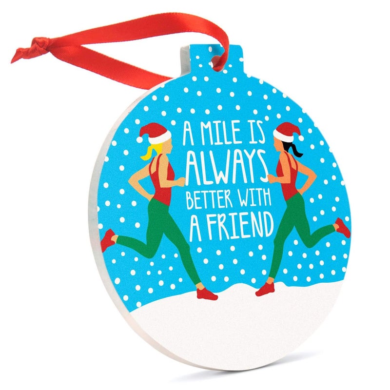 ChalkTalkSPORTS Running Ceramic Ornament | Mile with a Friend Ornament - Image 1